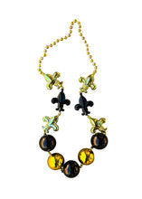 Black & Gold Fleur de Lis Big Ball Bead
