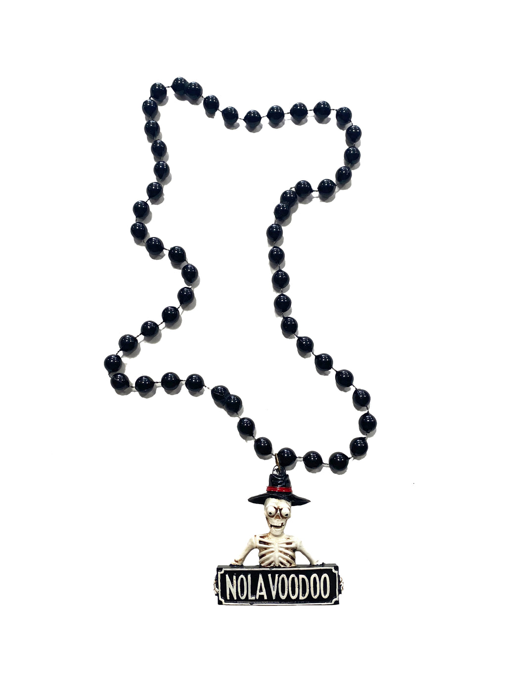 NOLA Voodoo Skeleton Medallion on Black Specialty Bead