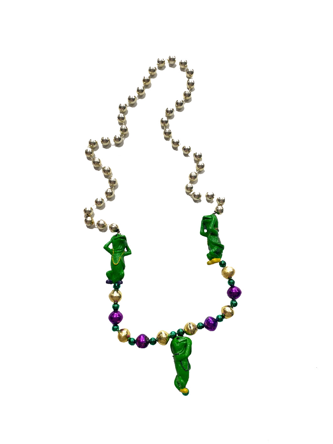 Lizard Trio Hear, See, Speak No Evil on Purple, Green, and Gold Specialty Bead