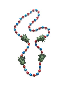 Statue of Liberty Medallions on Red, White, and Blue Specialty Bead