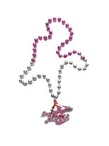 Bachelorette Party Medallion with Cocktail and Mask on Pink and Silver Specialty Bead