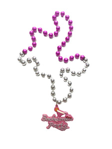 Bachelorette Party Medallion with Cocktail on Pink and Silver Specialty Bead