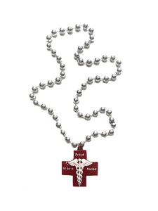 “Proud to Be a Nurse” Medallion on Red and Silver Specialty Bead
