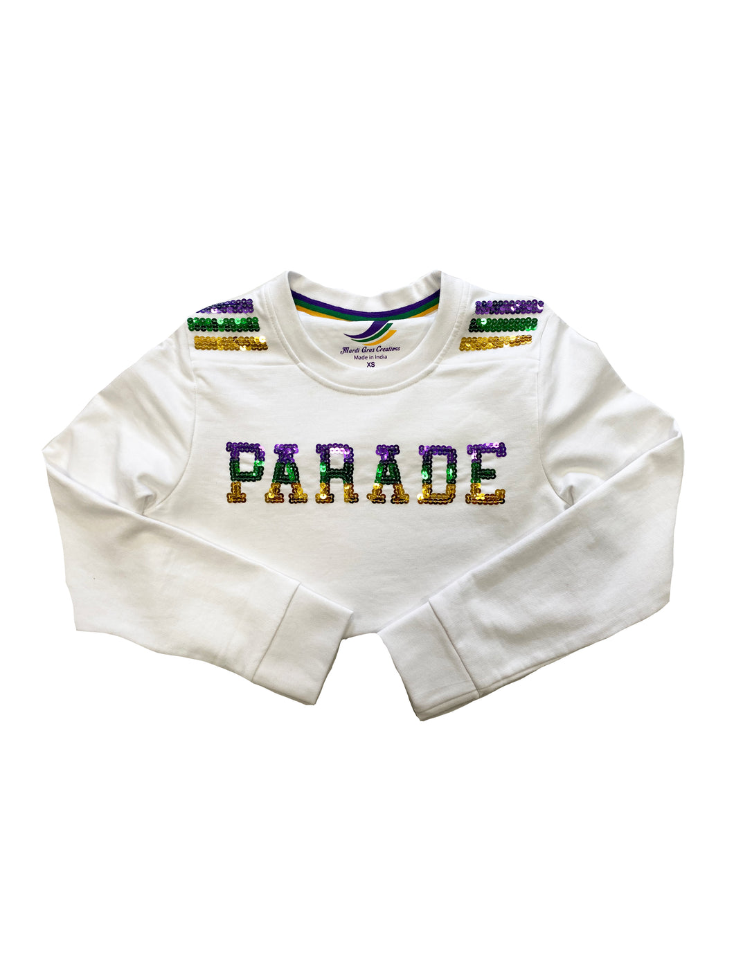 French Terry Kids Sequins PARADE Shirt - White