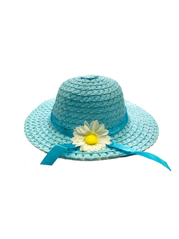 Chapeau de paille pour enfant avec fleur (plusieurs couleurs)