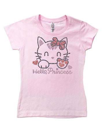 Bonjour, T-shirt à Strass Hello Kitty pour Jeune Princesse