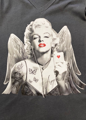 T-shirt ajusté col V Marilyn Monroe Selfie