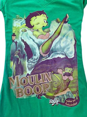 T-shirt moulant col en V Betty Boop Moulin Boop