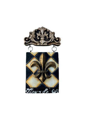 Checkered Fleur de Lis Plaque