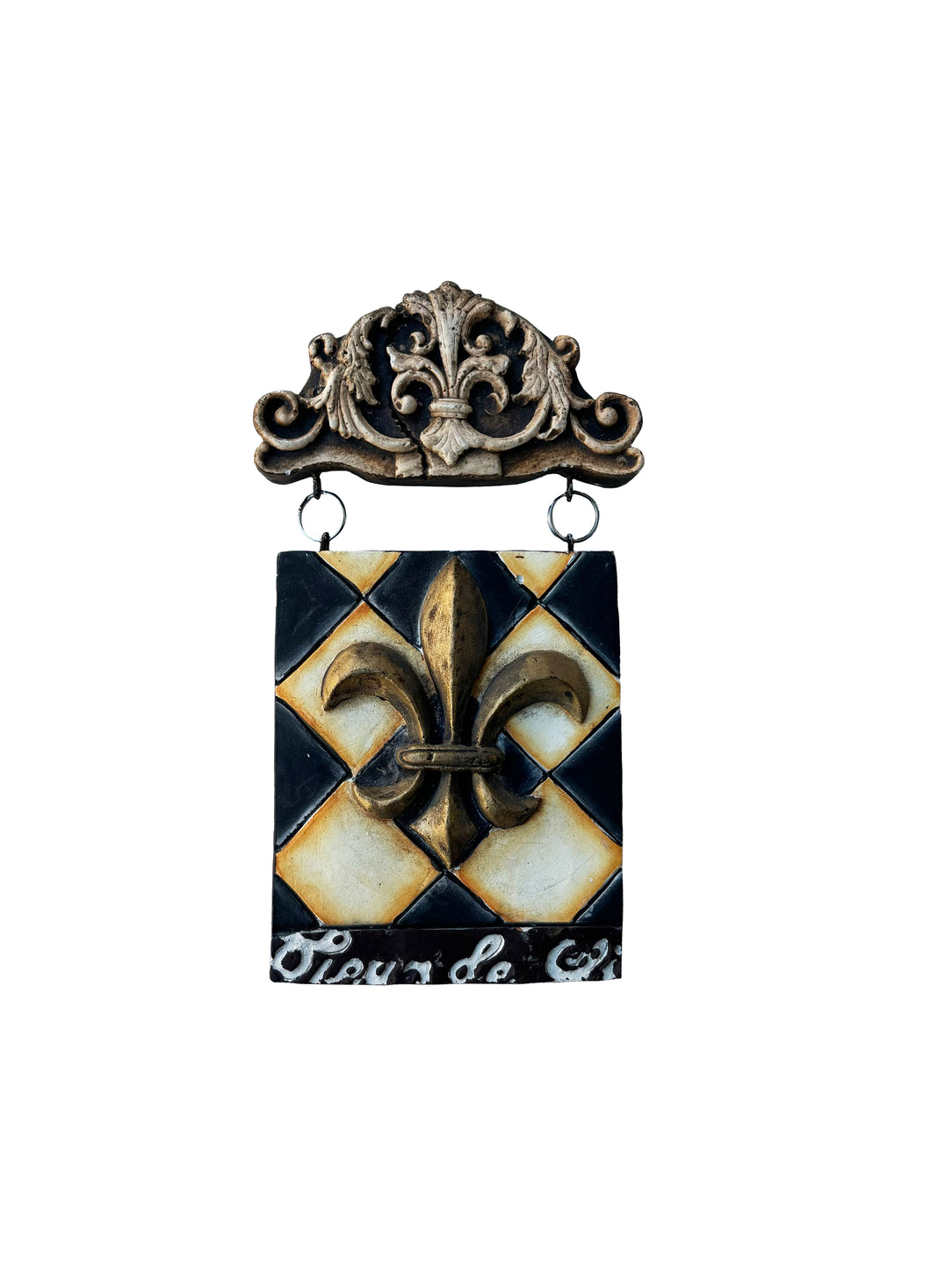 Checkered Fleur de Lis Plaque