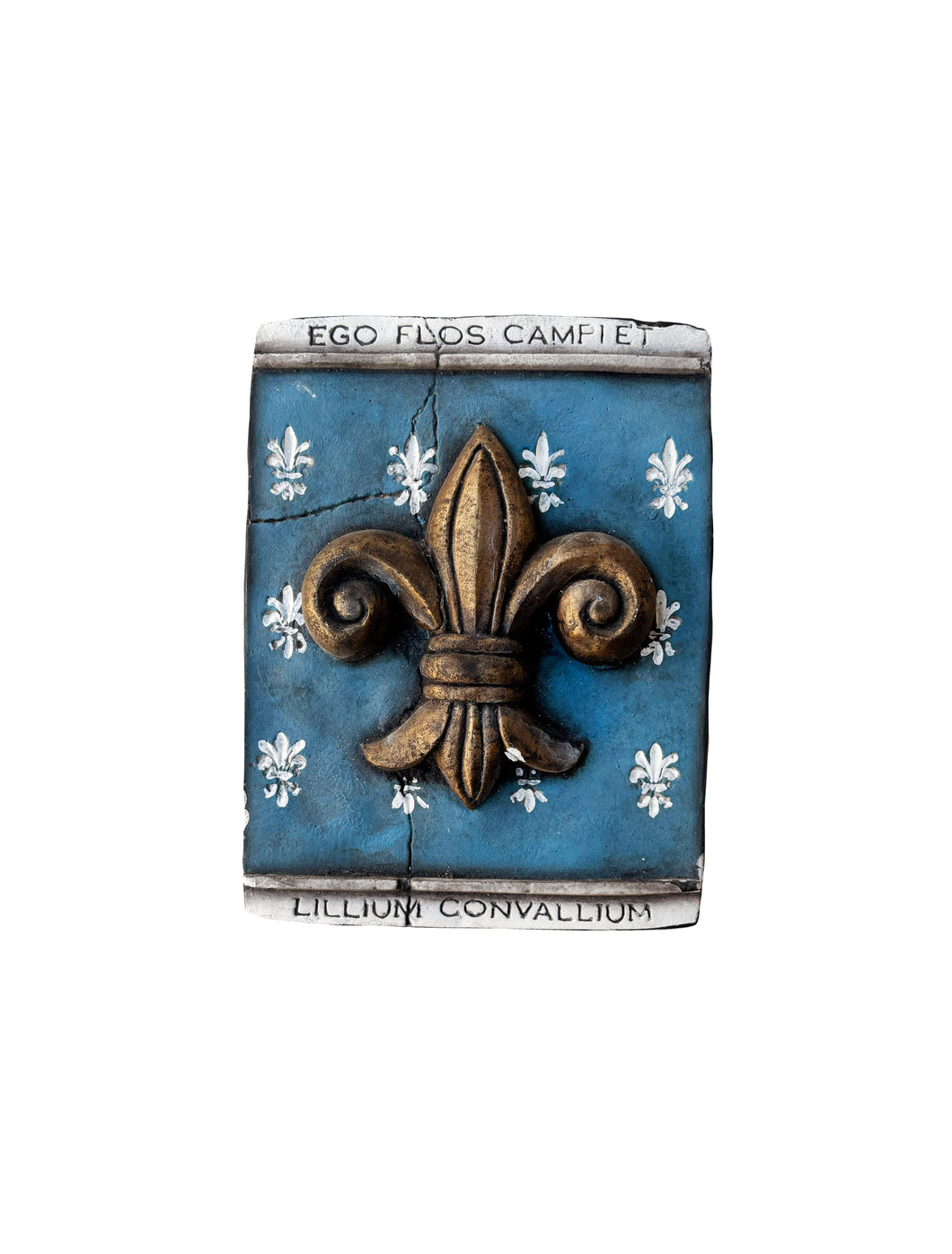 Large Fleur de Lis Plaque with Blue Background