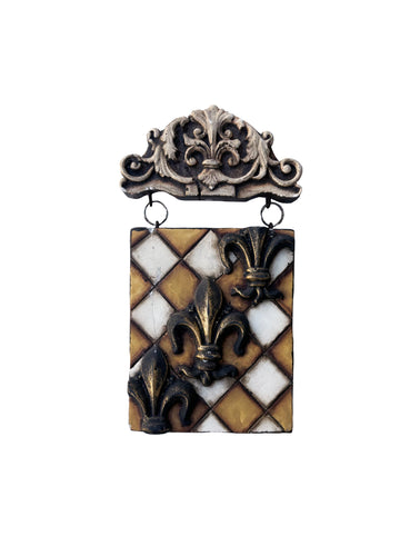 Checkered Fleur de Lis Trio Plaque