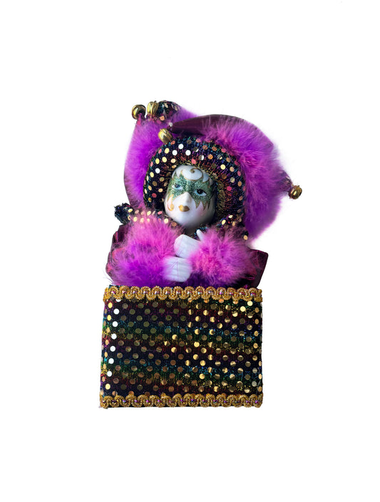 "Jester in a Box" Style Masquerade Doll