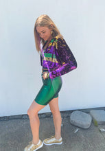 Sequin Jacket Purple, Green, and Gold Cropped Adult Striped