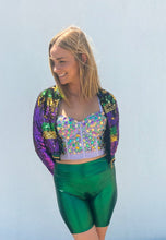Sequin Jacket Purple, Green, and Gold Cropped Adult Striped