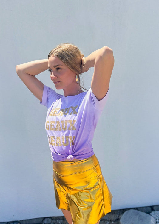 T-shirt manches courtes violet tie-dye Geaux Geaux Geaux