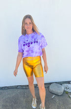 Tigers Glitter Purple Tie Dye Short Sleeve Crop
