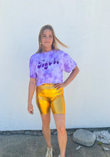 Tigers Glitter Purple Tie Dye Short Sleeve Crop