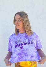 Tigers Glitter Purple Tie Dye Short Sleeve Crop