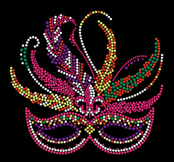 Camiseta de máscara de diamantes de imitación de Mardi Gras en rosa