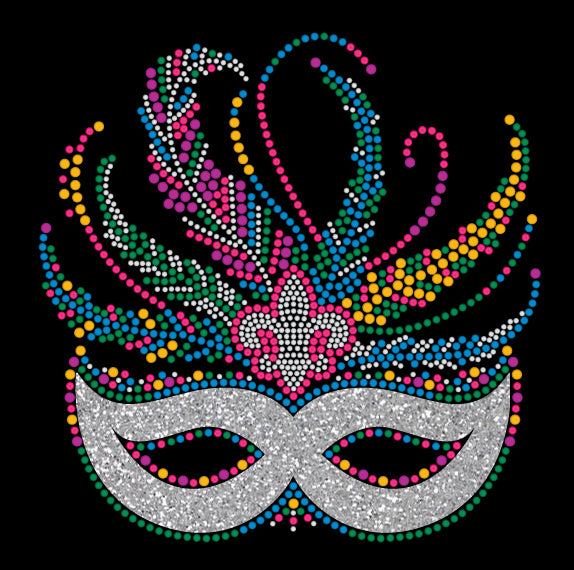 Mardi Gras Mask with Silver Rhinestones