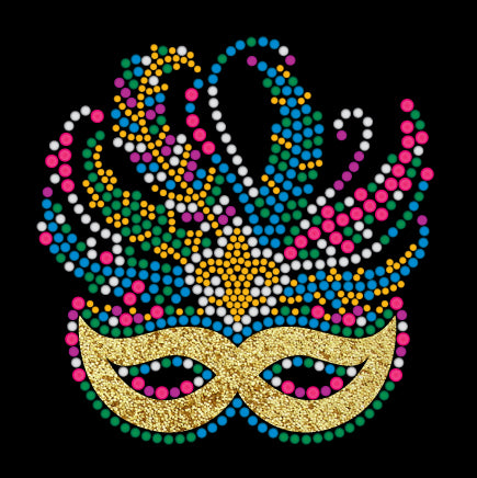 Mardi Gras Rhinestone Mask T-Shirt with Gold