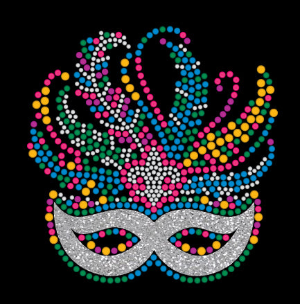 Mardi Gras Rhinestone Mask T-Shirt with Silver Accents