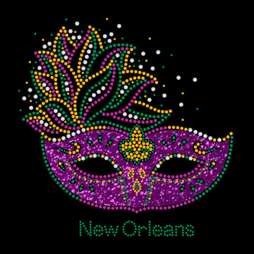 T-shirt masque strass Mardi Gras avec du violet