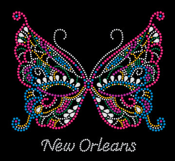 Mardi Gras Rhinestone Butterfly Mask T-Shirt