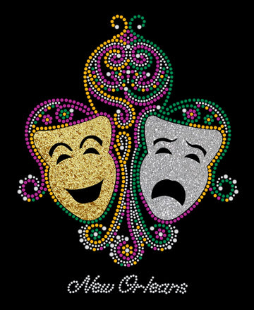 Máscaras de comedia y tragedia con espirales