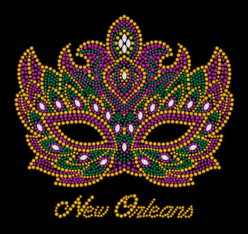 T-shirt Masque Strass Mardi Gras avec Motif Orné (Manches Courtes ou Longues)