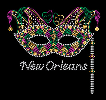 T-shirt masque de Mardi Gras en strass avec couronne de bouffon