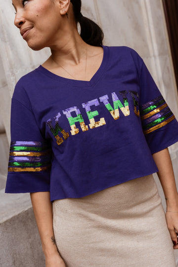 Pull court à manches courtes Sequin Krewe – Violet