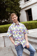 Mardi Gras Floral Block Print Button Up Shirt