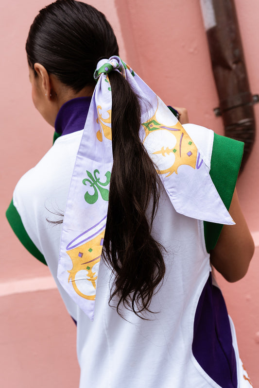 Fleur de Lis Print Cotton Twilly Scarf