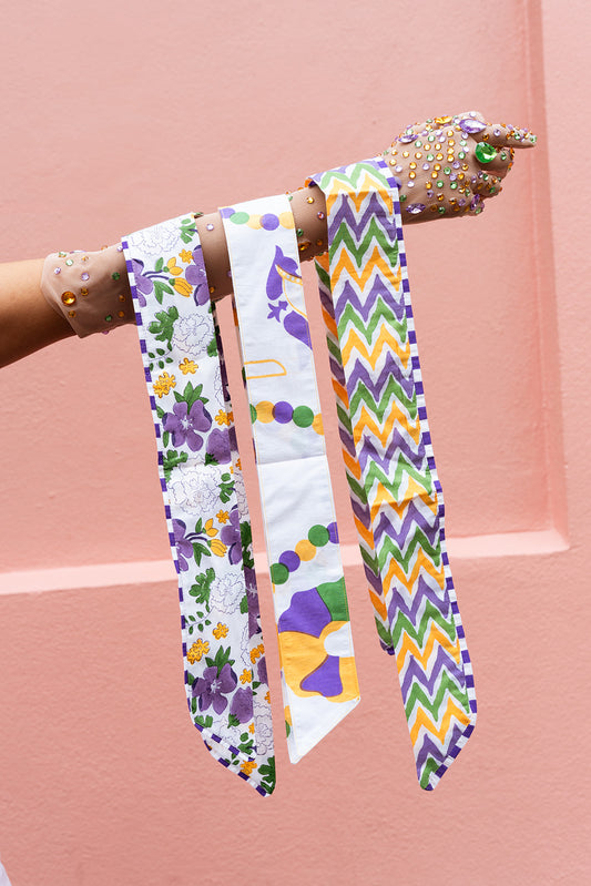 Chevron Block Print Cotton Twilly Scarf