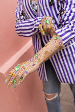 Mardi Gras Rhinestone and Jewel Gloves