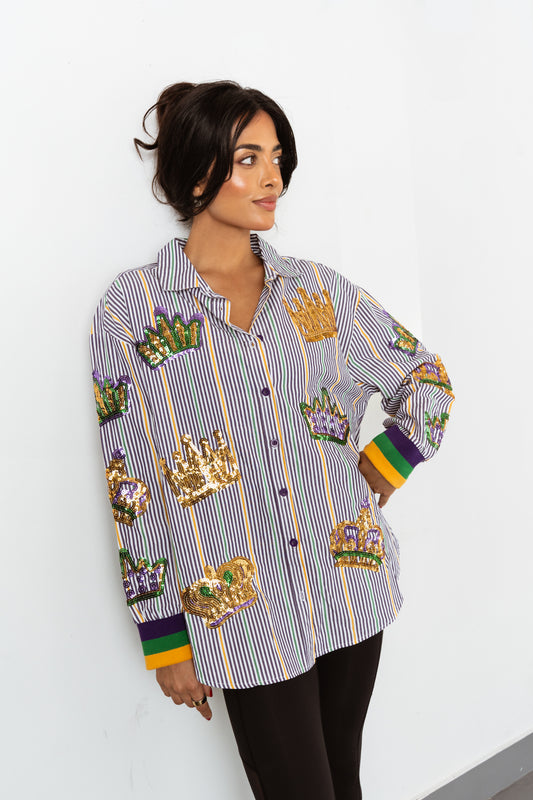 Adult Pinstripe Sequin Shirt