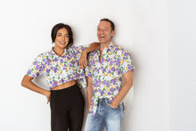 Mardi Gras Floral Block Print Button Up Shirt