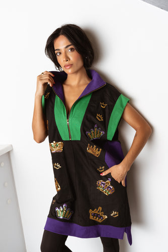 Adult Crowns Tennis Dress – Black