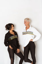 Adult Sequin Chest Stripe 1/4 Zip Pullover – Black