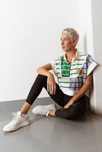 Striped 1/4 Zip Vest Crop Top