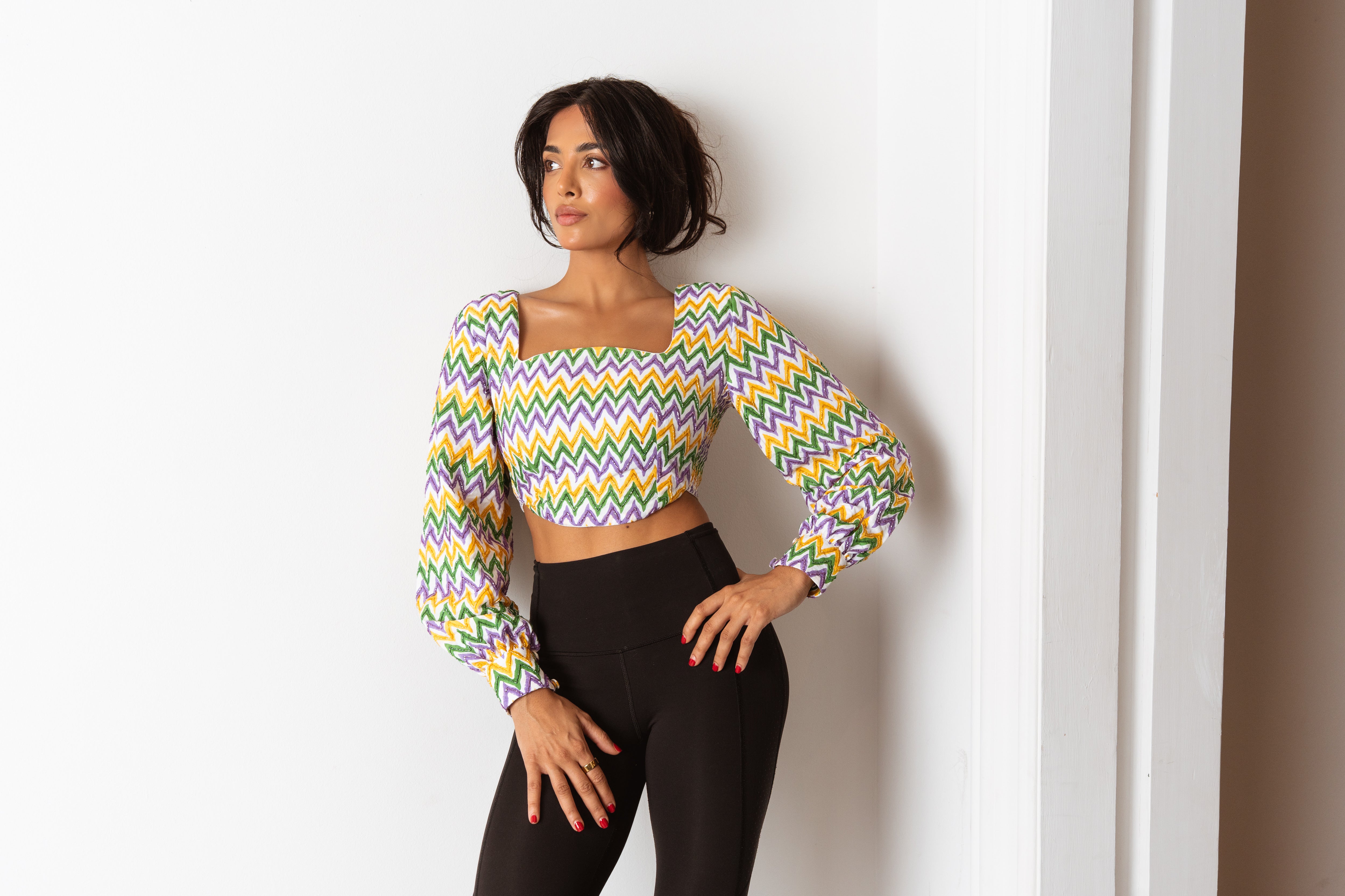 Chevron Beaded Crop Top – Mardi Gras Creations