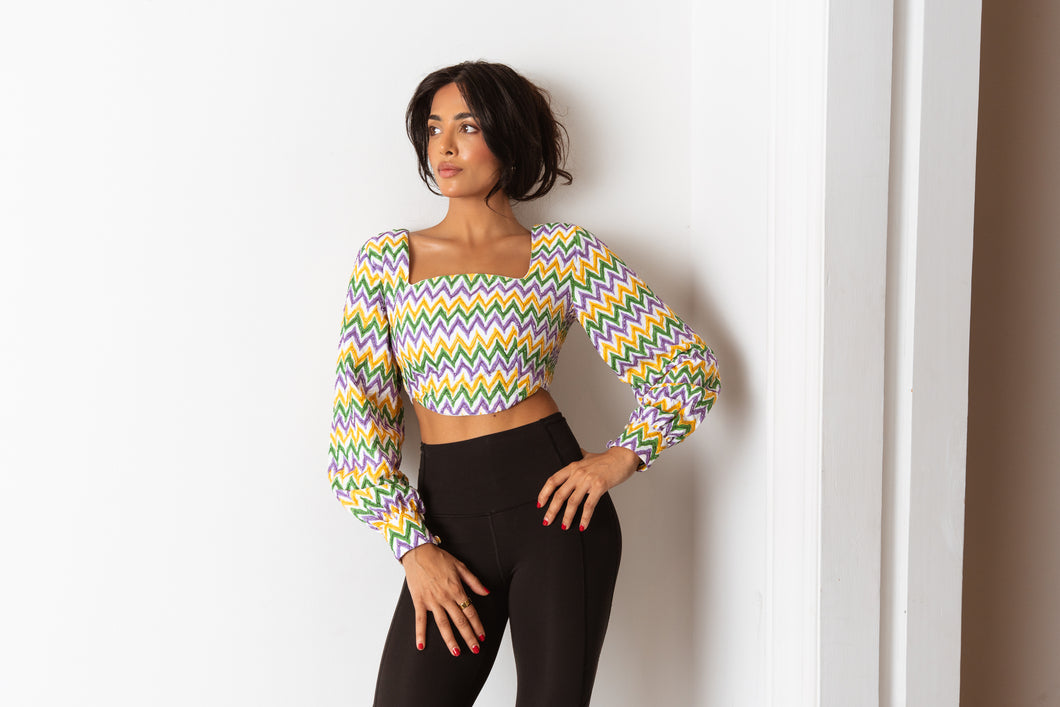 Chevron Beaded Crop Top