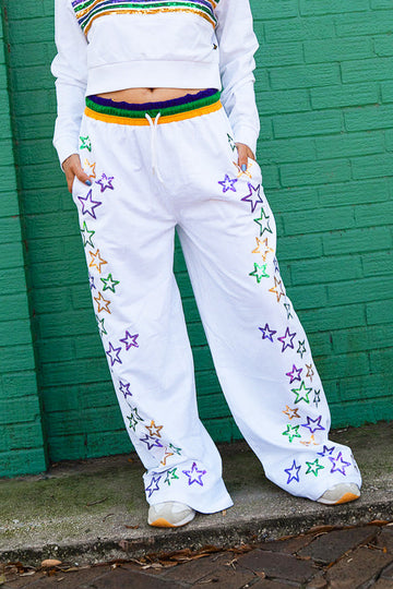 Pantalones deportivos vintage de felpa francesa para adulto - Blanco