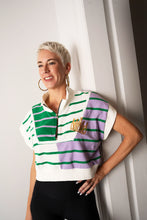 Striped 1/4 Zip Vest Crop Top