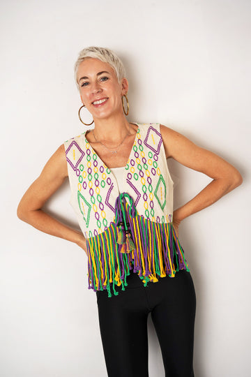 Gilet brodé à franges pour adultes