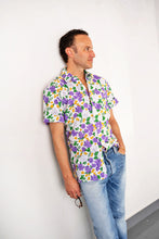 Mardi Gras Floral Block Print Button Up Shirt