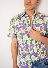 Mardi Gras Floral Block Print Button Up Shirt