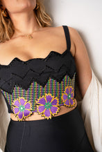 Black Floral Embroidered Crop Top